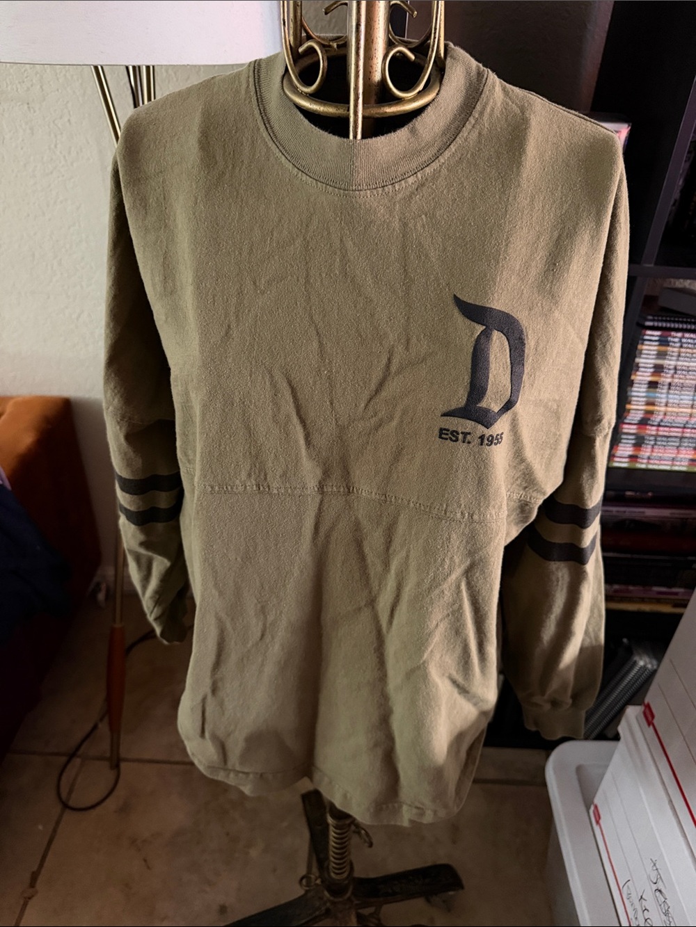 Disney Olive Green Long Sleeve Shirt with Subtle Park Logo